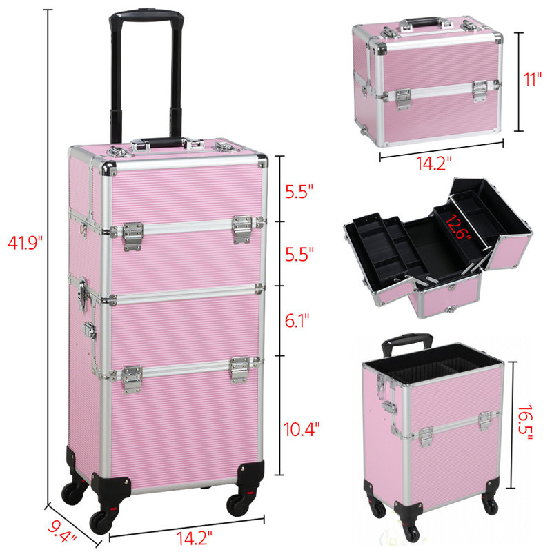 Symple Stuff Acevedo 3 In 1 Professional Artist Rolling Trolley Makeup